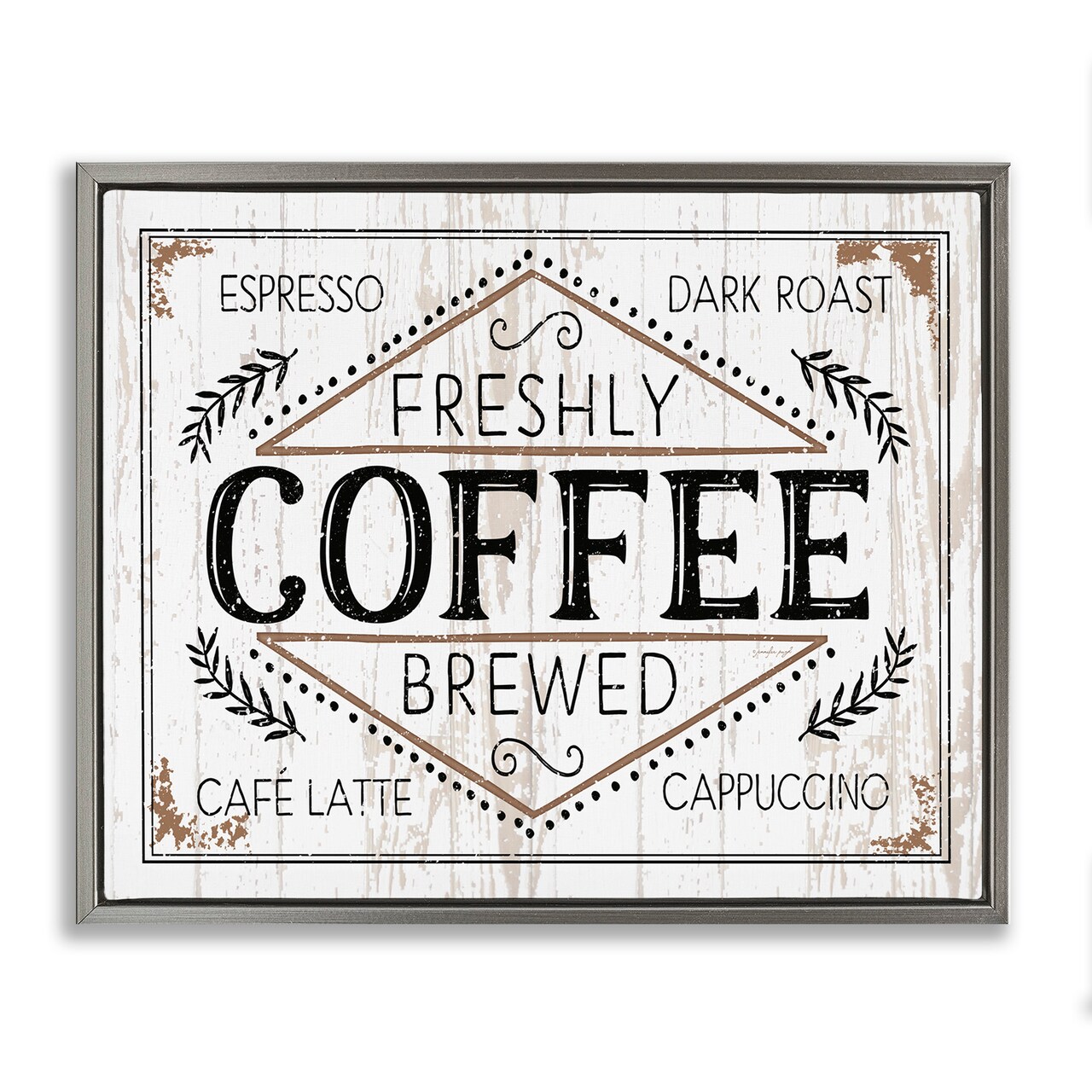 Stupell Industries Charming Fresh Brew Coffee Framed Floater Canvas Wall Art